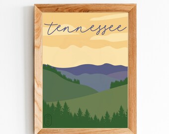Descarga digital de Tennessee, decoración del hogar hecha a mano, arte mural, decoración de pared, arte minimalista, impresión estatal, póster de viaje, arte mural imprimible