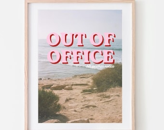 Out of Office Coastal Path Printable Wall Art, Digital Download Poster, Pink Retro Vacation Print, Beach Path Decor, Instant Download OOO8