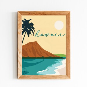Hawaii Digital Download, Handmade Home Decor, Wall Art, Wall Decor, Minimalist Art, State Print, Travel Poster, Printable Wall Art