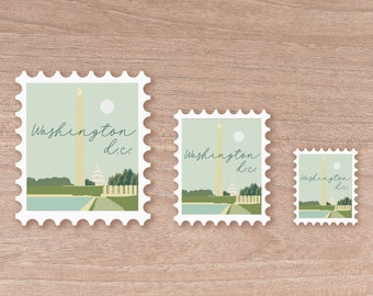 Washington DC Stamp Scenic Sticker | Water Bottle | Decal | Vinyl | Water Proof | Wholesale | Vinyl Waterproof Laptop Water bottle Sticker