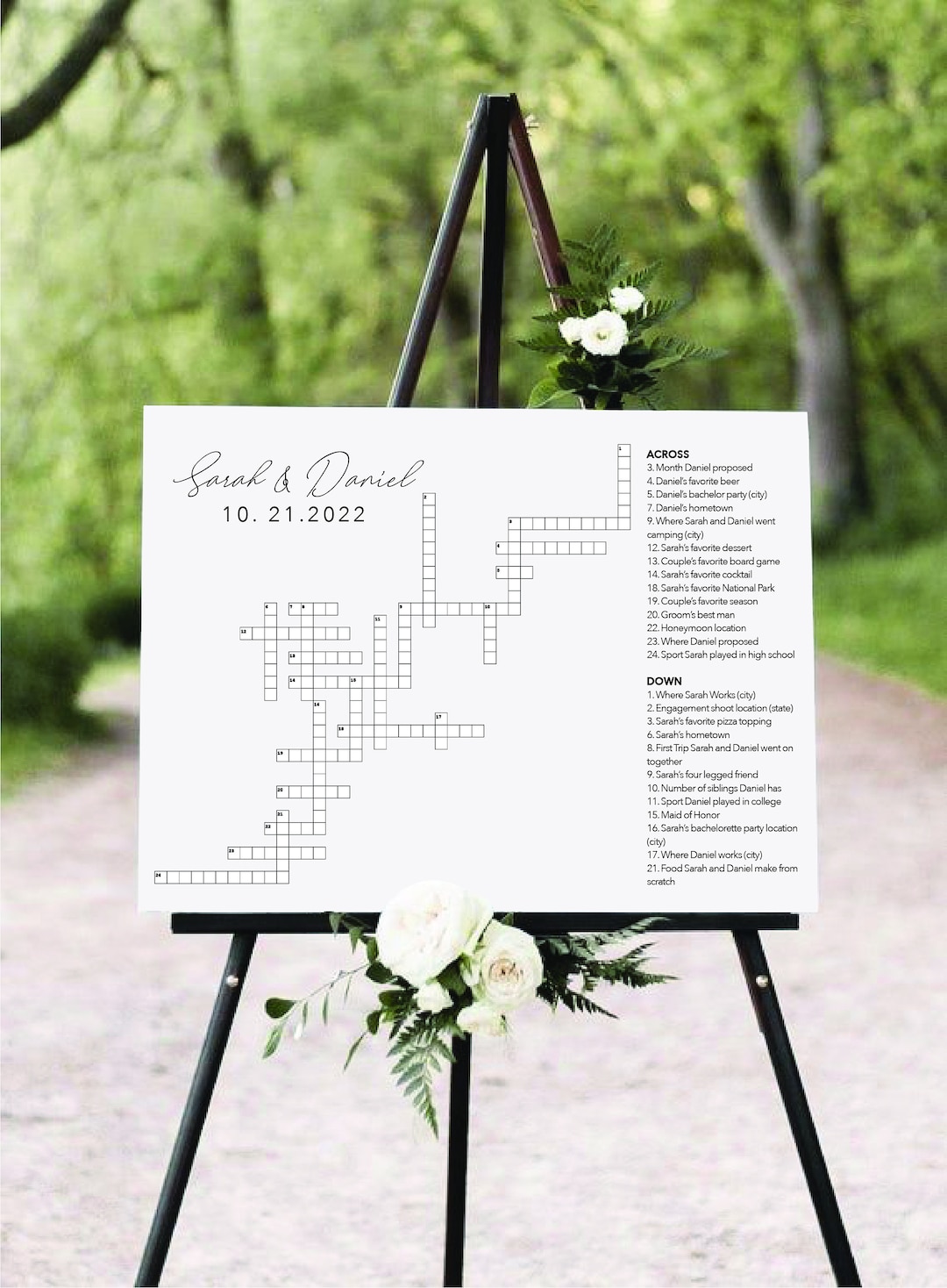 Custom Wedding Crossword Puzzle, Cocktail Hour, Wedding Shower, Giant
