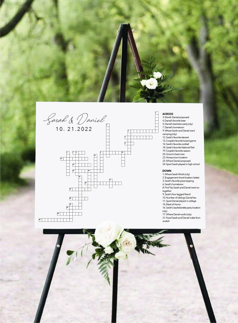 Custom Wedding Crossword Puzzle Cocktail Hour Wedding Etsy