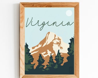 Virginia Digital Download, Handmade Home Decor, Wall Art, Wall Decor, Minimalist Art, State Print, Travel Poster, Printable Wall Art
