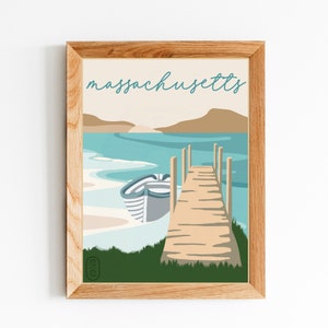Massachusetts Digital Download, Handmade Home Decor, Wall Art, Wall Decor, Minimalist Art, State Print, Travel Poster, Printable Wall Art