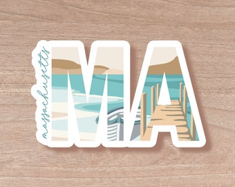 Massachusetts State Abbreviation Sticker | Water Bottle | Decal | Vinyl | Water Proof | Wholesale | Vinyl Laptop Water bottle Sticker