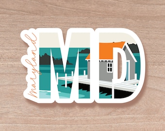 Maryland State Abbreviation Sticker | Water Bottle | Decal | Vinyl | Water Proof | Wholesale | Vinyl Waterproof Laptop Water bottle Sticker