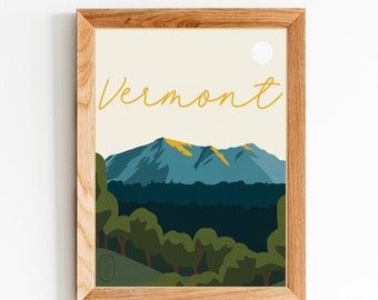 Vermont Digital Download, Handmade Home Decor, Wall Art, Wall Decor, Minimalist Art, State Print, Travel Poster, Printable Wall Art