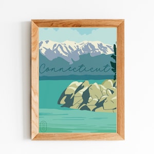 Connecticut Digital Download, Handmade Home Decor, Wall Art, Wall Decor, Minimalist Art, State Print, Travel Poster, Printable Wall Art