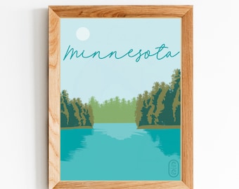 Minnesota Digital Download, Handmade Home Decor, Wall Art, Wall Decor, Minimalist Art, State Print, Travel Poster, Printable Wall Art