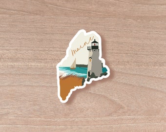 Maine Die Cut Scenic Sticker | Laptop Decal | Water Bottle | Decal | Vinyl | Water Proof | Wholesale