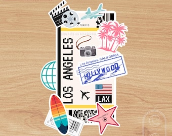 Los Angeles Vinyl Sticker – Boarding Pass | Waterproof Travel Sticker for Laptop, Journal, Scrapbook, or Gift