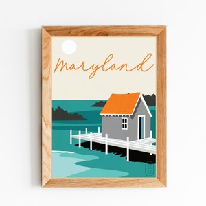 Maryland Digital Download, Handmade Home Decor, Wall Art, Wall Decor, Minimalist Art, State Print, Travel Poster, Printable Wall Art