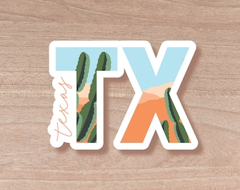 Texas State Abbreviation Sticker | Water Bottle | Decal | Vinyl | Water Proof | Wholesale | Vinyl Waterproof Laptop Water bottle Sticker
