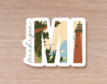 Michigan State Abbreviation Sticker | Water Bottle | Decal | Vinyl | Water Proof | Wholesale | Vinyl Waterproof Laptop Water bottle Sticker