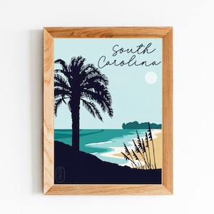 Descarga digital de Carolina del Sur, decoración del hogar hecha a mano, arte mural, decoración de pared, arte minimalista, impresión estatal, póster de viaje, arte mural imprimible