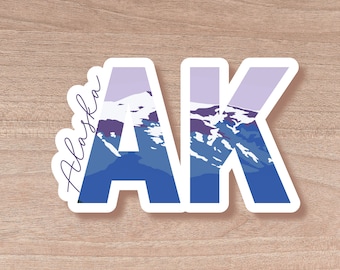 Alaska State Abbreviation Sticker | Water Bottle | Decal | Vinyl | Water Proof | Wholesale | Vinyl Waterproof Laptop Water bottle Sticker