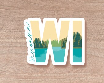 Wisconsin State Abbreviation Sticker | Water Bottle | Decal | Vinyl | Water Proof | Wholesale | Vinyl Waterproof Laptop Water bottle Sticker