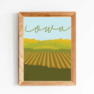 Iowa Digital Download, Handmade Home Decor, Wall Art, Wall Decor, Minimalist Art, State Print, Travel Poster, Printable Wall Art