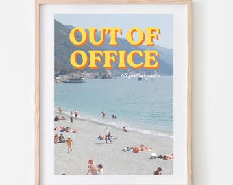 Out of Office Beach Printable Wall Art, Digital Download Poster, Funny Vacation Decor, Summer Coastal Print for Office,Instant Download OOO7