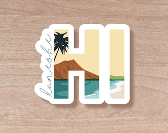 Kaneohe Hawaii State Abbreviation Sticker, Water Bottle, Decal, Vinyl, Waterproof, Wholesale, Laptop Water Bottle Sticker, Gift Idea,Sticker