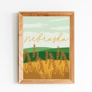 Nebraska Digital Download, Handmade Home Decor, Wall Art, Wall Decor, Minimalist Art, State Print, Travel Poster, Printable Wall Art