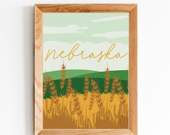 Nebraska Digital Download, Handmade Home Decor, Wall Art, Wall Decor, Minimalist Art, State Print, Travel Poster, Printable Wall Art