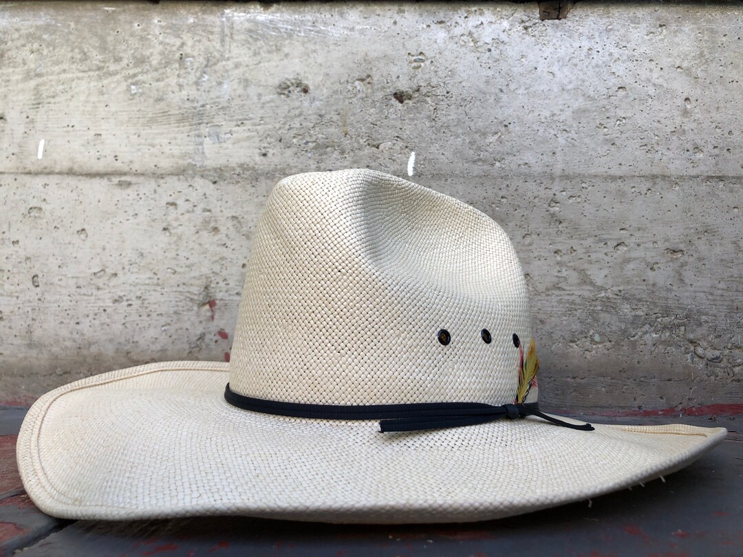 VINTAGE VISALIA Genuine Shantung Cowboy Hat Beige Natural - Etsy
