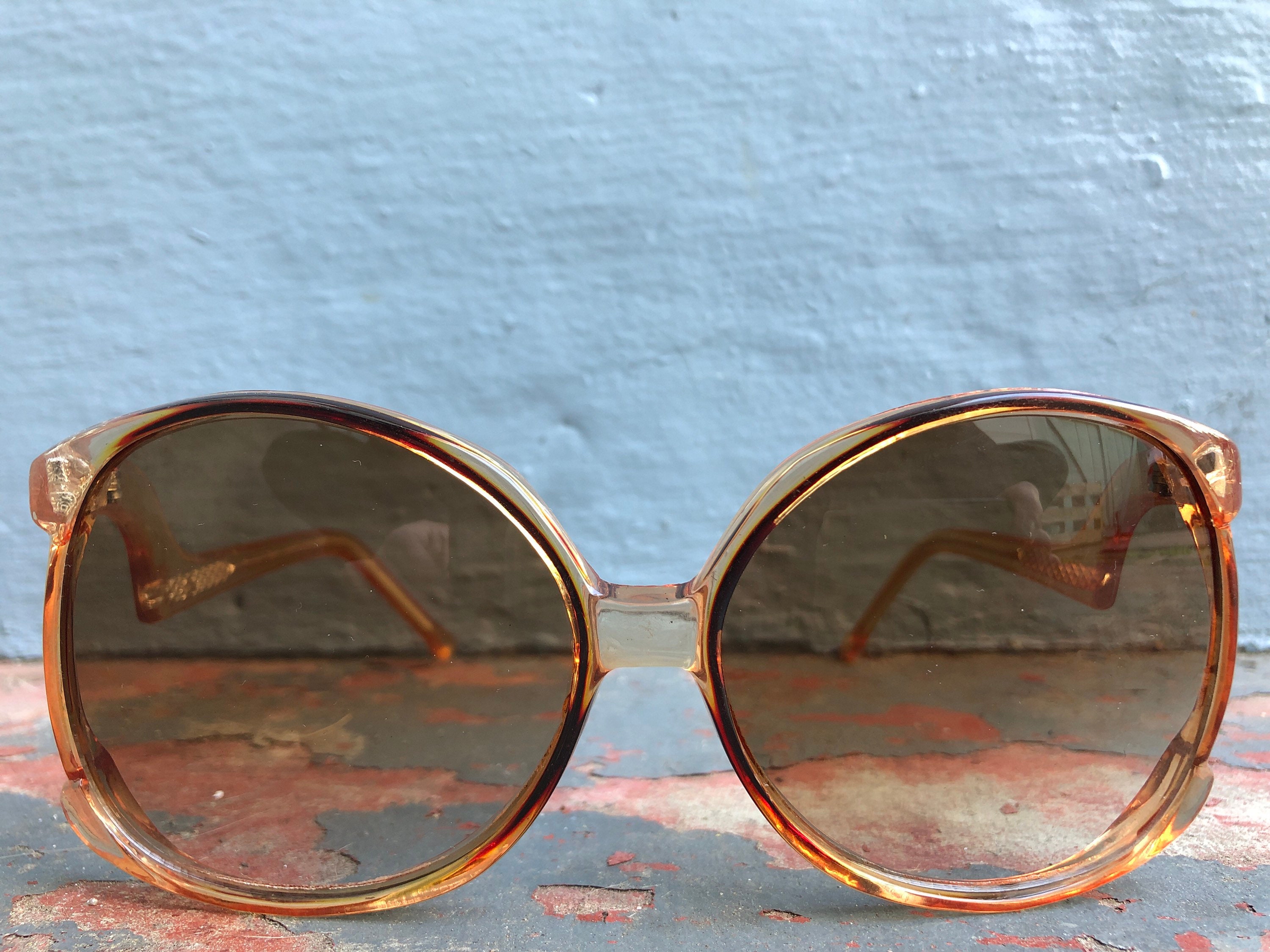 70s 80s NEW NOS VINTAGE Sunglasses Rimless Brown Gradient Lens 
