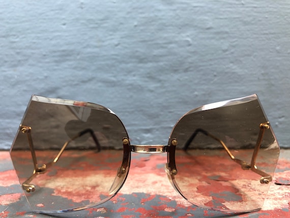 70s 80s NEW NOS VINTAGE sunglasses rimless brown … - image 7