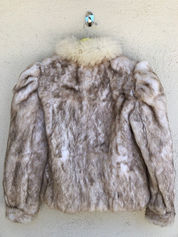 70s 80s VINTAGE real fur coat ivory beige brown r… - image 10