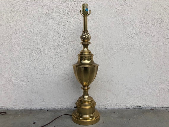 VINTAGE STIFFEL 5561 Brass Table Lamp Gold Tone Metal Heavy Urn