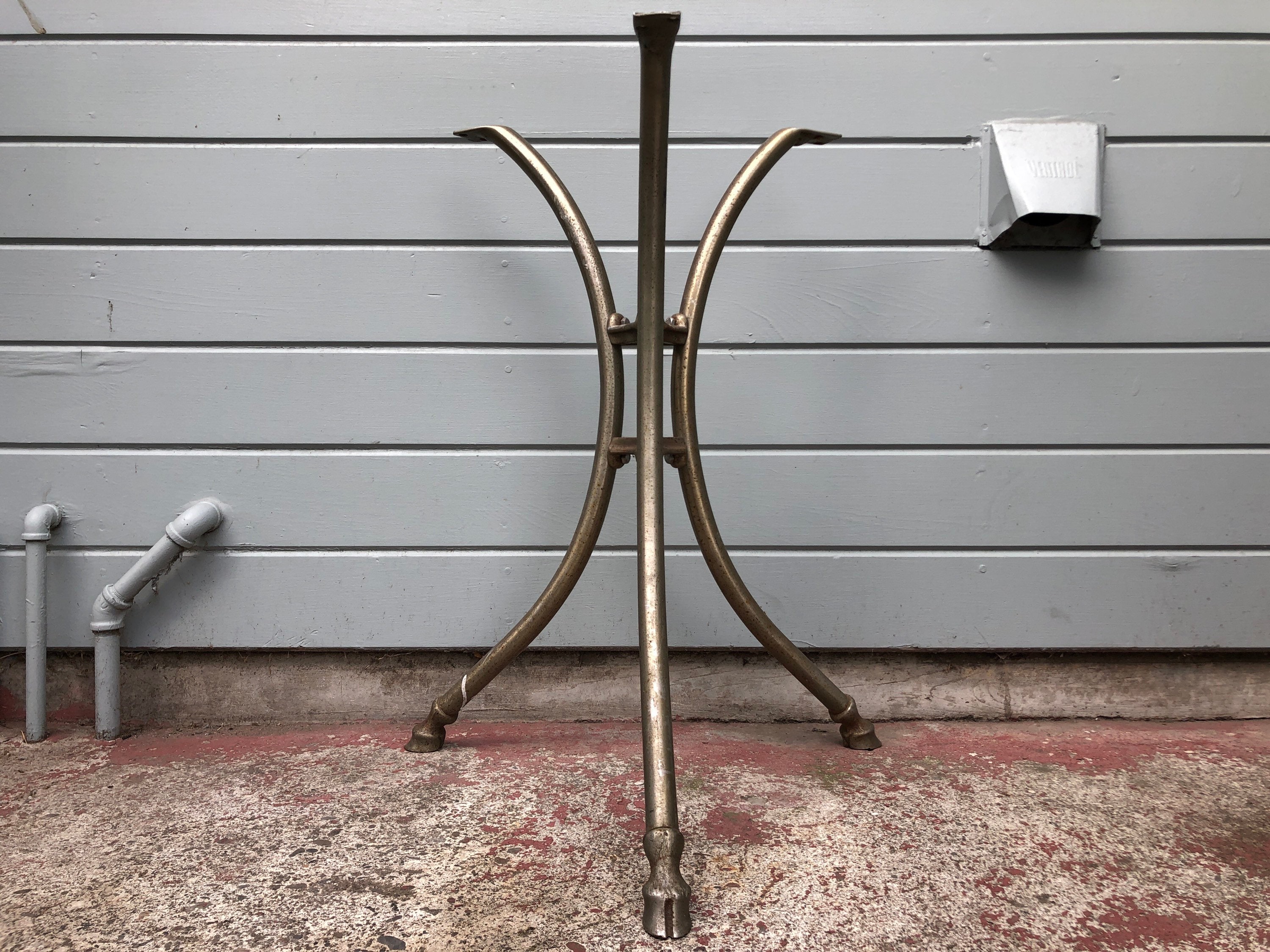 VINTAGE Side End Table Base Silver Tone Matte Metal Gray Curved Legs ...