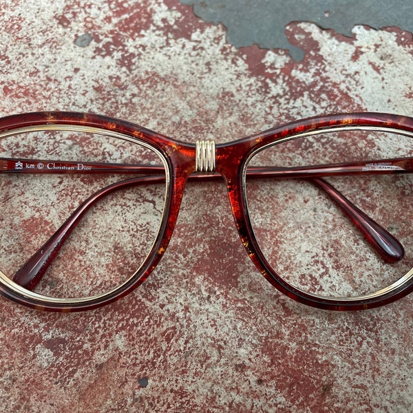 Lunettes de vue Christian Dior 2557 RX VINTAGE des années 80 en plastique marron écaille de tortue métallisée verres en métal doré avec prescription Allemagne 30 57 19