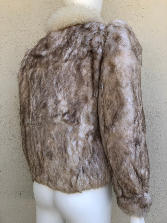 70s 80s VINTAGE real fur coat ivory beige brown r… - image 6