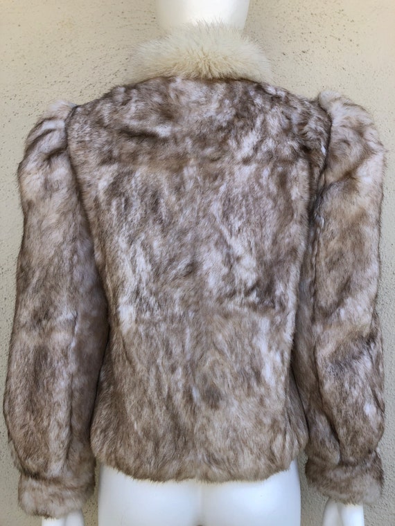 70s 80s VINTAGE real fur coat ivory beige brown r… - image 7