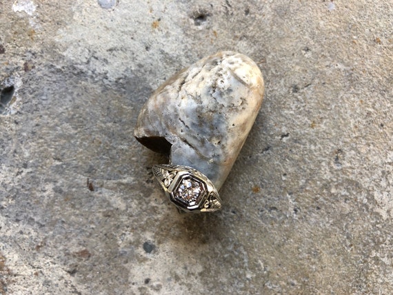30s 40s VINTAGE .5CT 18K white gold diamond solita