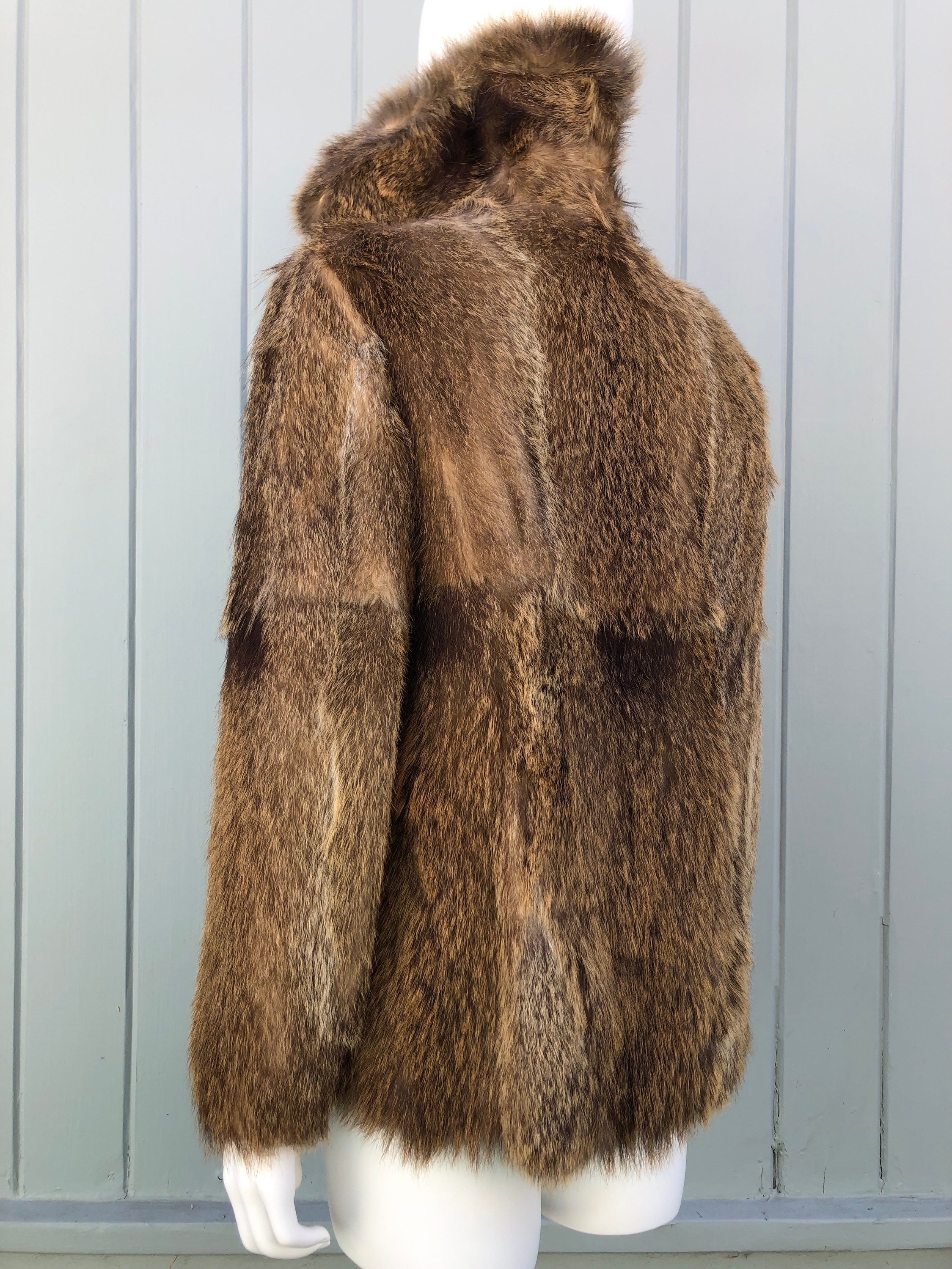 70s VINTAGE Real Animal Fur Coat Brown Red Beige Brindle Fox - Etsy UK