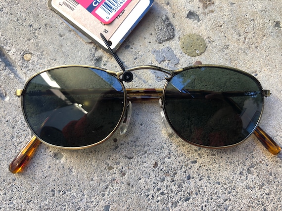 80s 90s NEW NWT NOS Vintage Sunglasses Antiqued Gold Brass 