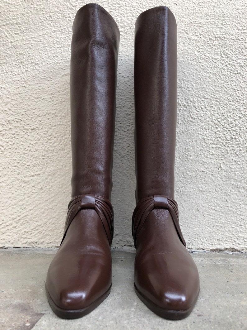 Bottes Vintage Pietro Di Roma Bordeaux - Taille 37.5, Talon 7cm, Cuir, 1982