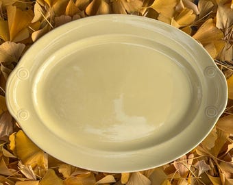 30s 60s Vintage T.S.&T. Lu-Ray Pastels U.S.A. 12521 serving platter plate dish pale soft yellow glazed earthenware oval Art Deco Mid Century