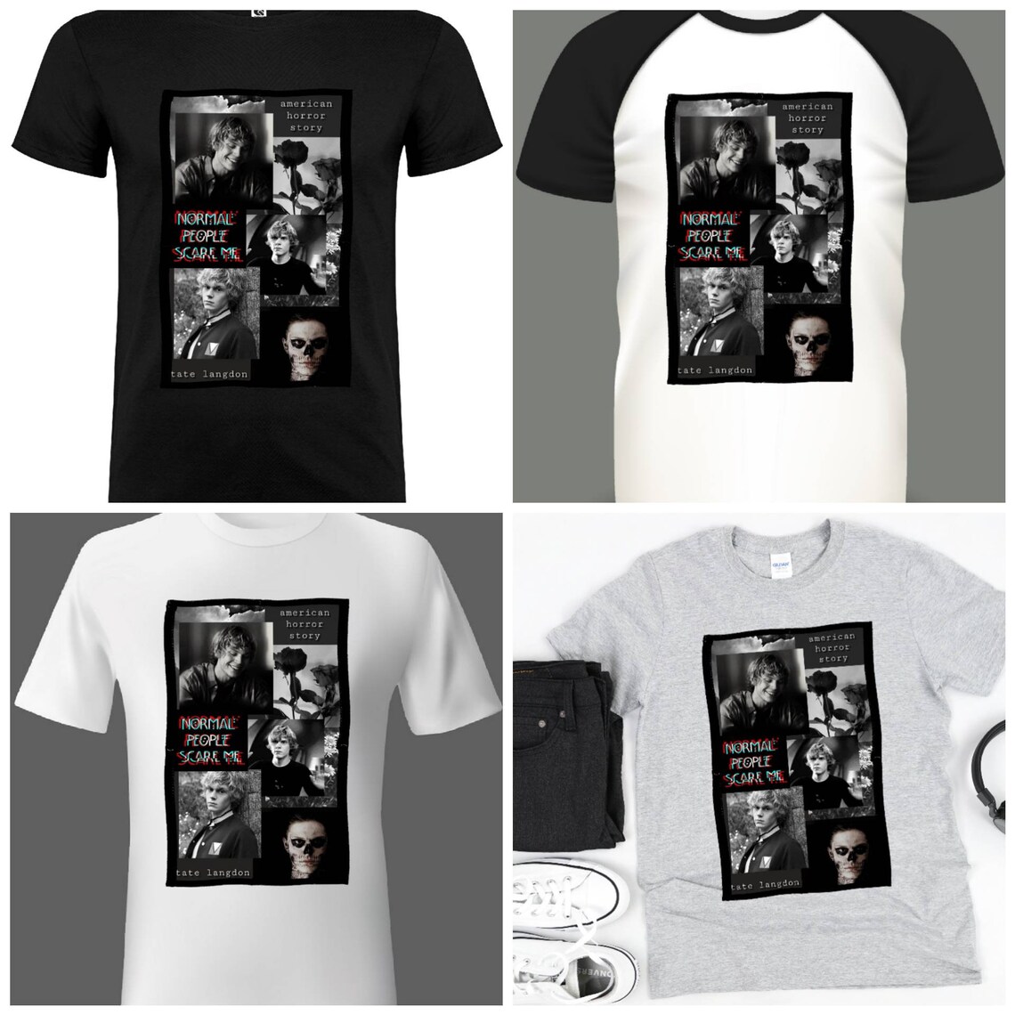 American Horror Story Printed T Shirt Mens Tate Langdon Evans Etsy