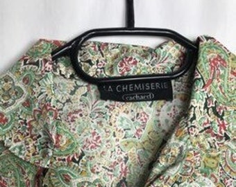 Chemisier motifs fleuri et paisley Cacharel. Vintage 90's