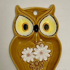 Vintage Mid-Century Modern Ceramic Owl Trinket Candy Dish Wall Hanging