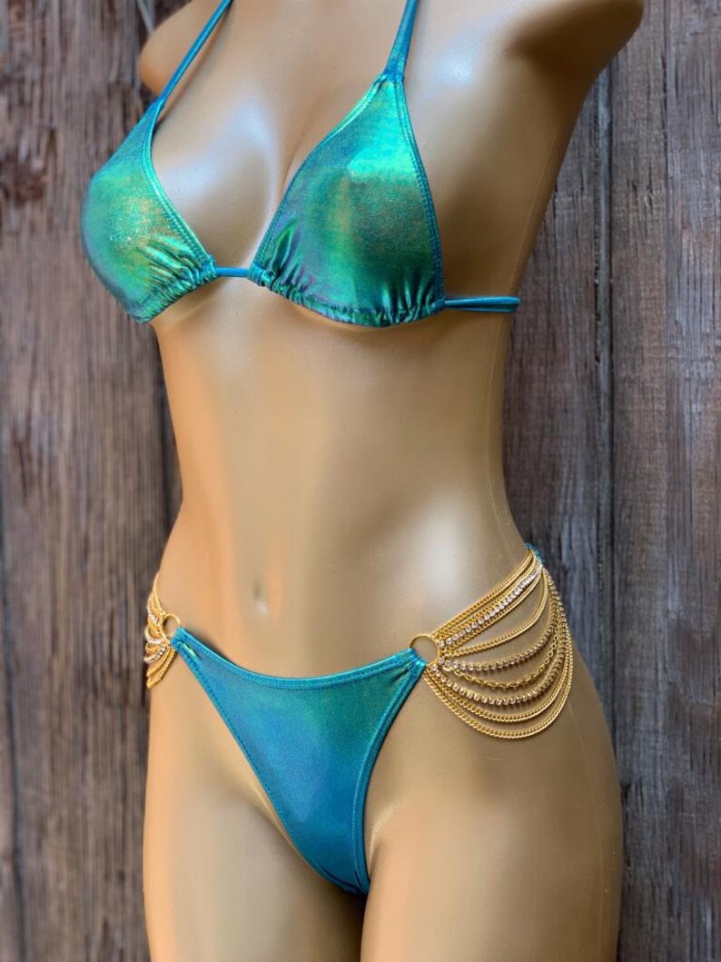 Mermaid Tops Bathing Suits Bottoms Breezy Rack Emerald Green Metallic Rhinestone Bikini Set Womens Bikinis Swimwear for Women