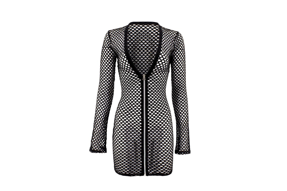 black fishnet cover up dress