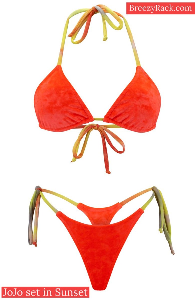 Orange Crushed Velvet Bathing Suit Women Bikini in Orange | Etsy
