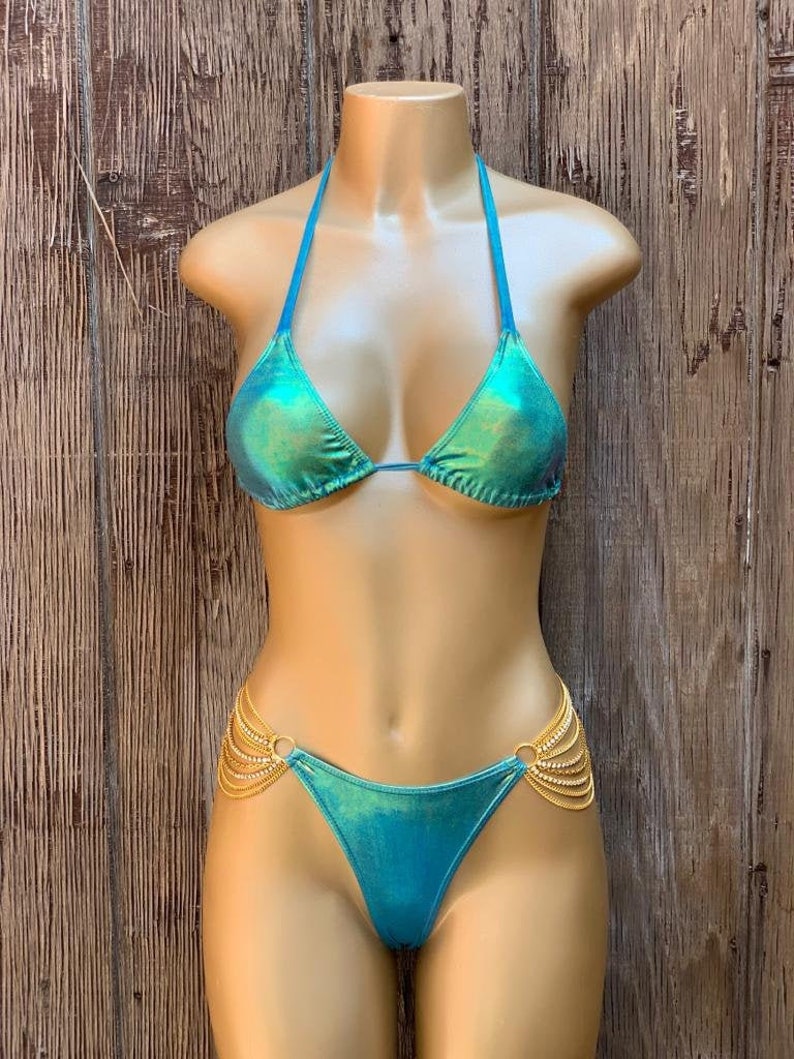 Mermaid Tops Bathing Suits Bottoms Breezy Rack Emerald Green Metallic Rhinestone Bikini Set Womens Bikinis Swimwear for Women