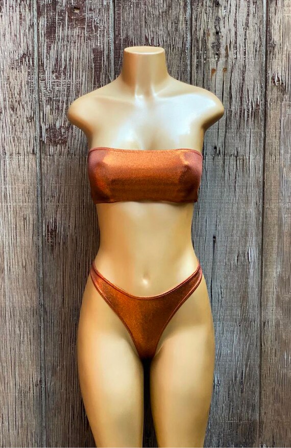 orange tube top bathing suit