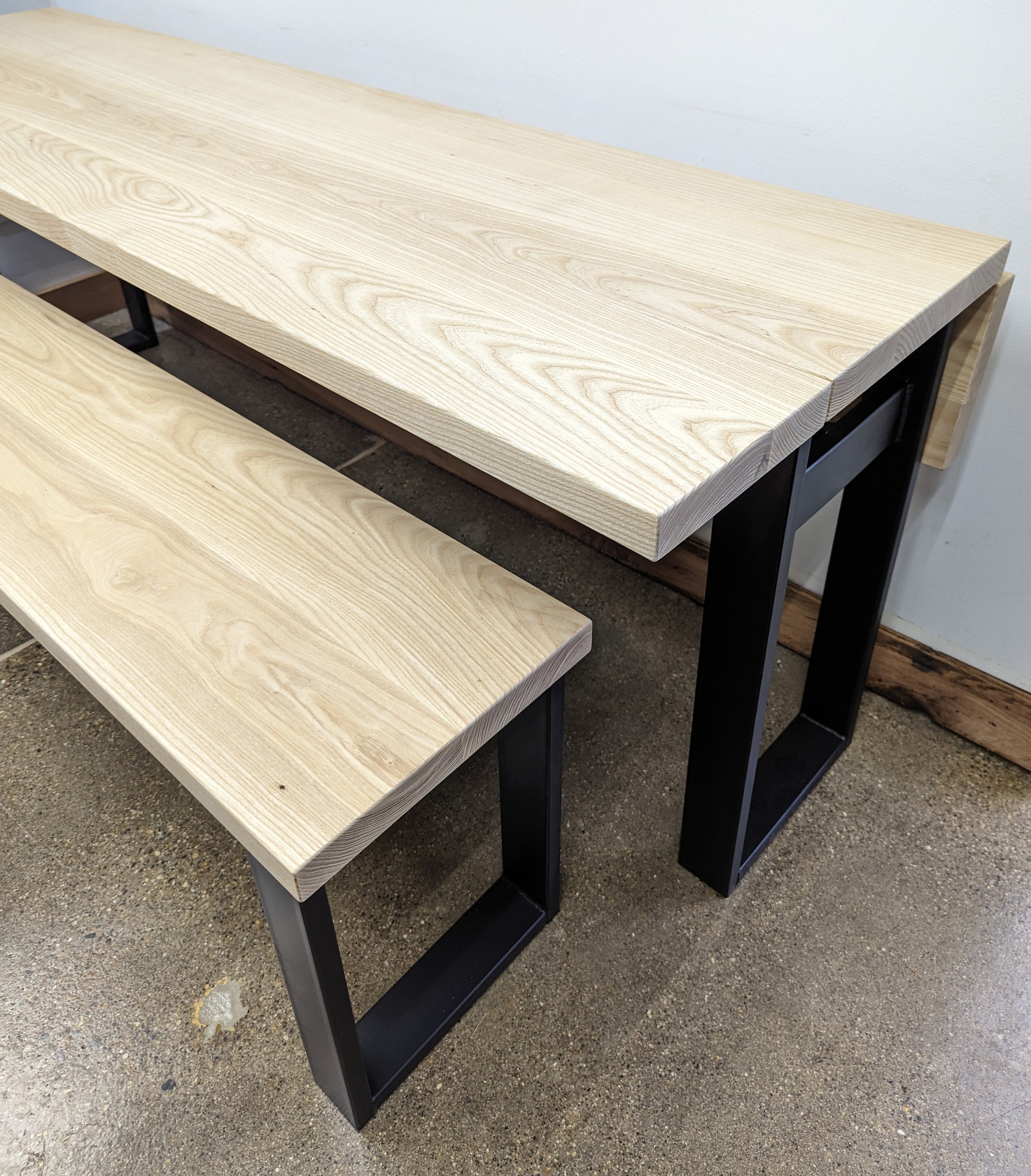 Modern Drop Leaf Table With Nesting Bench Etsy