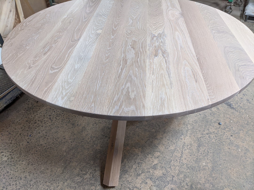 Modern Round White Oak Dining Table "the Intersection Table" - Etsy